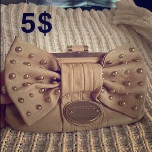 Cream Bebe studded clutch